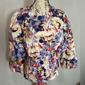 Coldwater Creek Floral Women's Top with Blue Accents